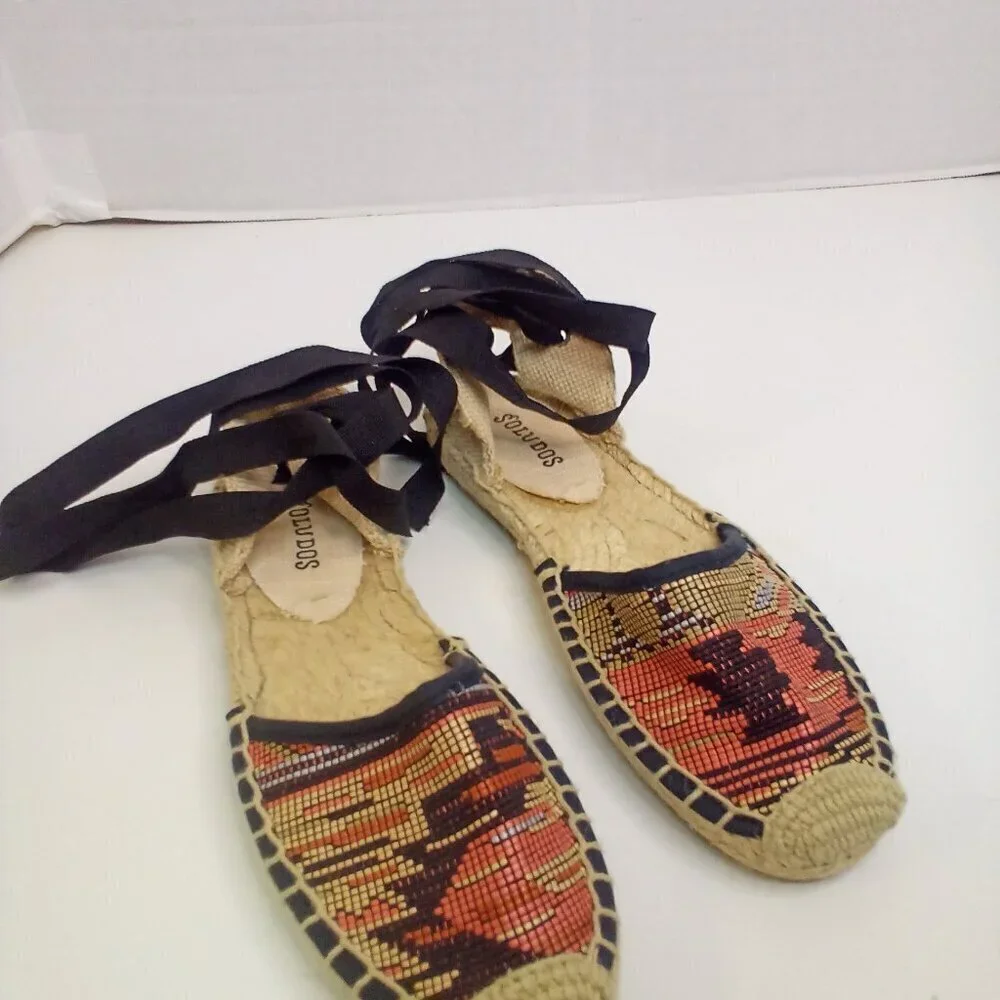 Soludos Ankle Tie Espadrille Women 5 Aztec Pattern